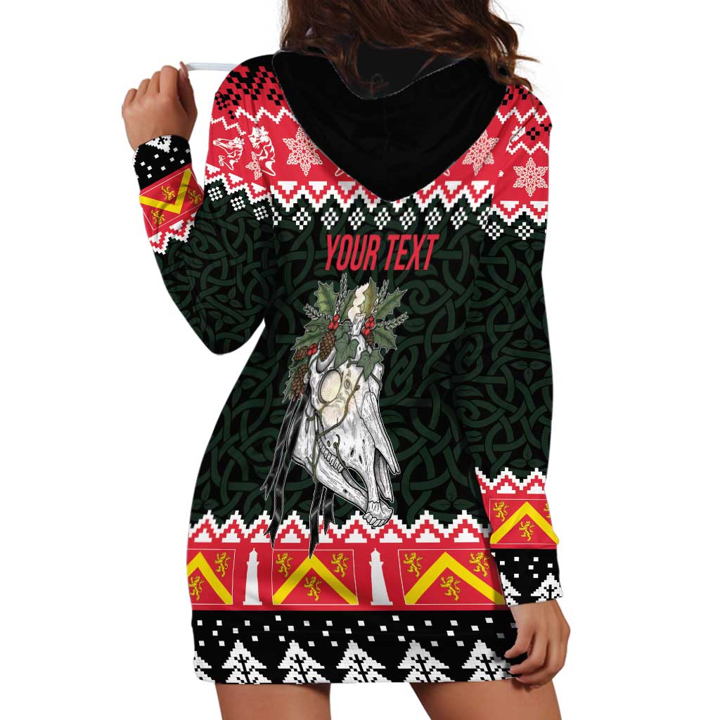 Personalized Anglesey Wales Christmas Hoodie Dress Mari Lwyd Celtic Knot Style - Wonder Print Shop