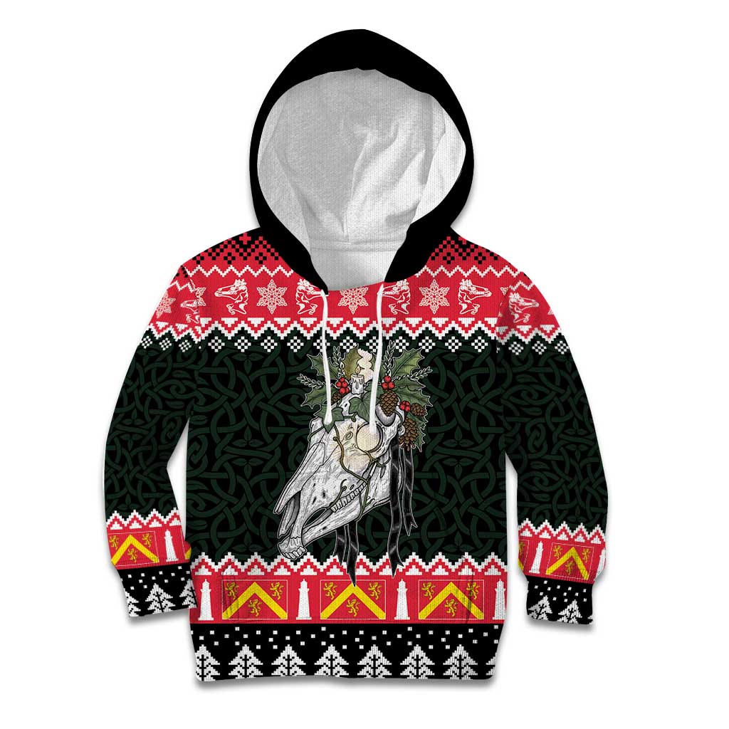 Personalized Anglesey Wales Christmas Kid Hoodie Mari Lwyd Celtic Knot Style - Wonder Print Shop