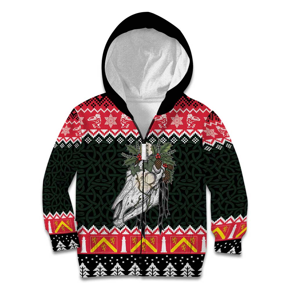 Personalized Anglesey Wales Christmas Kid Hoodie Mari Lwyd Celtic Knot Style - Wonder Print Shop