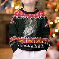 Personalized Anglesey Wales Christmas Kid Ugly Christmas Sweater Mari Lwyd Celtic Knot Style - Wonder Print Shop