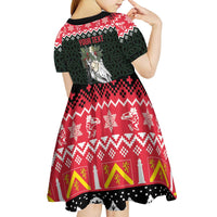 Personalized Anglesey Wales Christmas Kid Short Sleeve Dress Mari Lwyd Celtic Knot Style - Wonder Print Shop