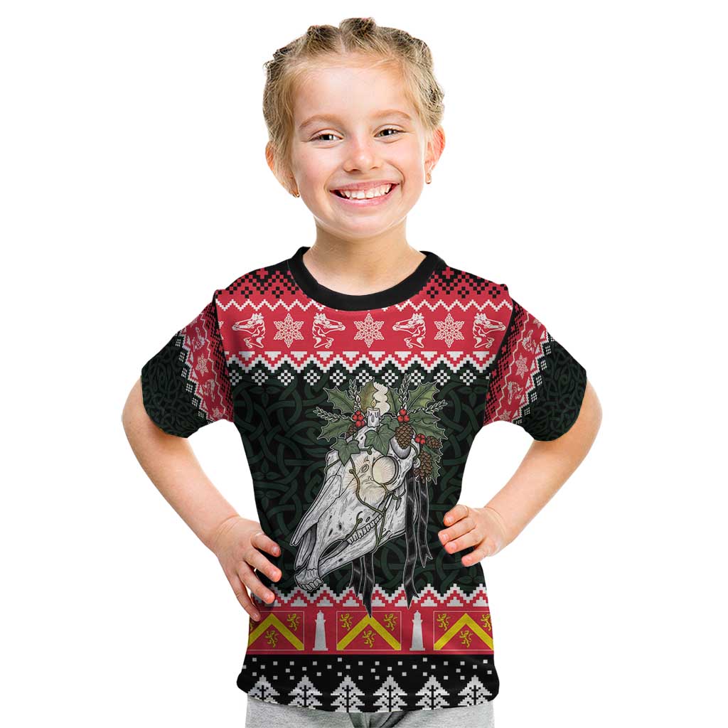 Personalized Anglesey Wales Christmas Kid T Shirt Mari Lwyd Celtic Knot Style - Wonder Print Shop