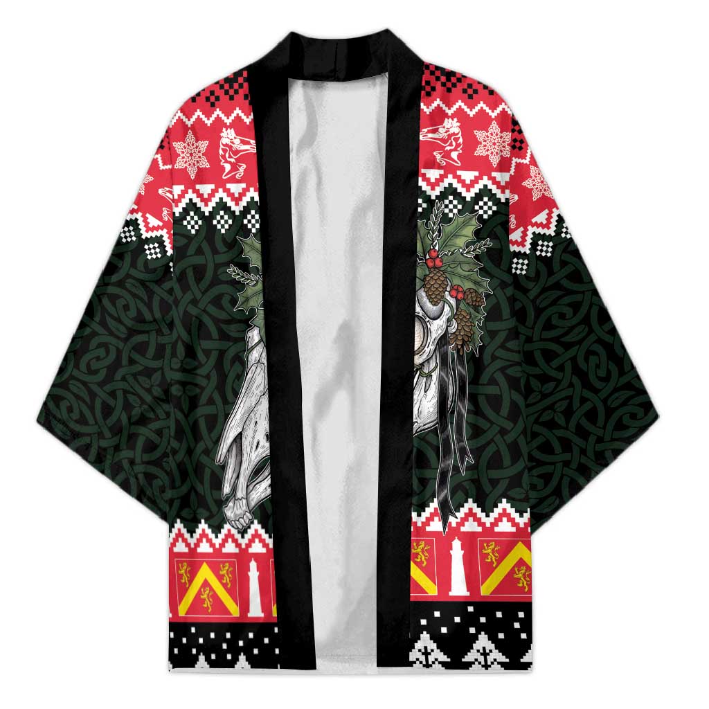 Personalized Anglesey Wales Christmas Kimono Mari Lwyd Celtic Knot Style - Wonder Print Shop