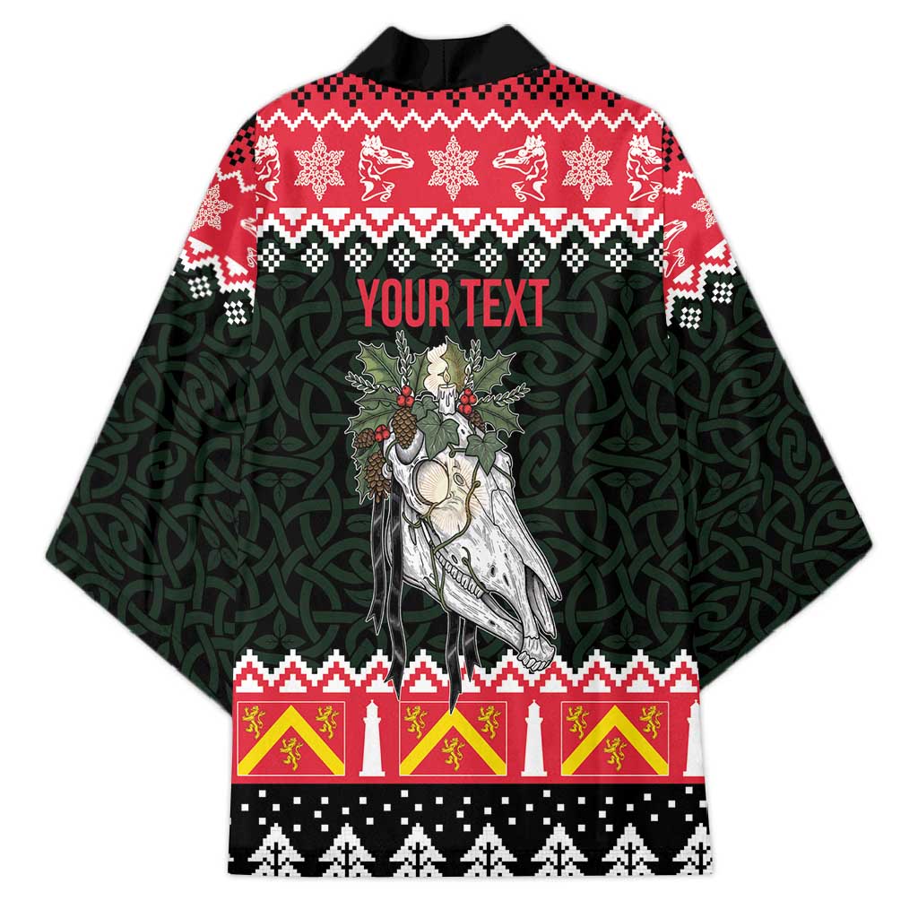 Personalized Anglesey Wales Christmas Kimono Mari Lwyd Celtic Knot Style - Wonder Print Shop