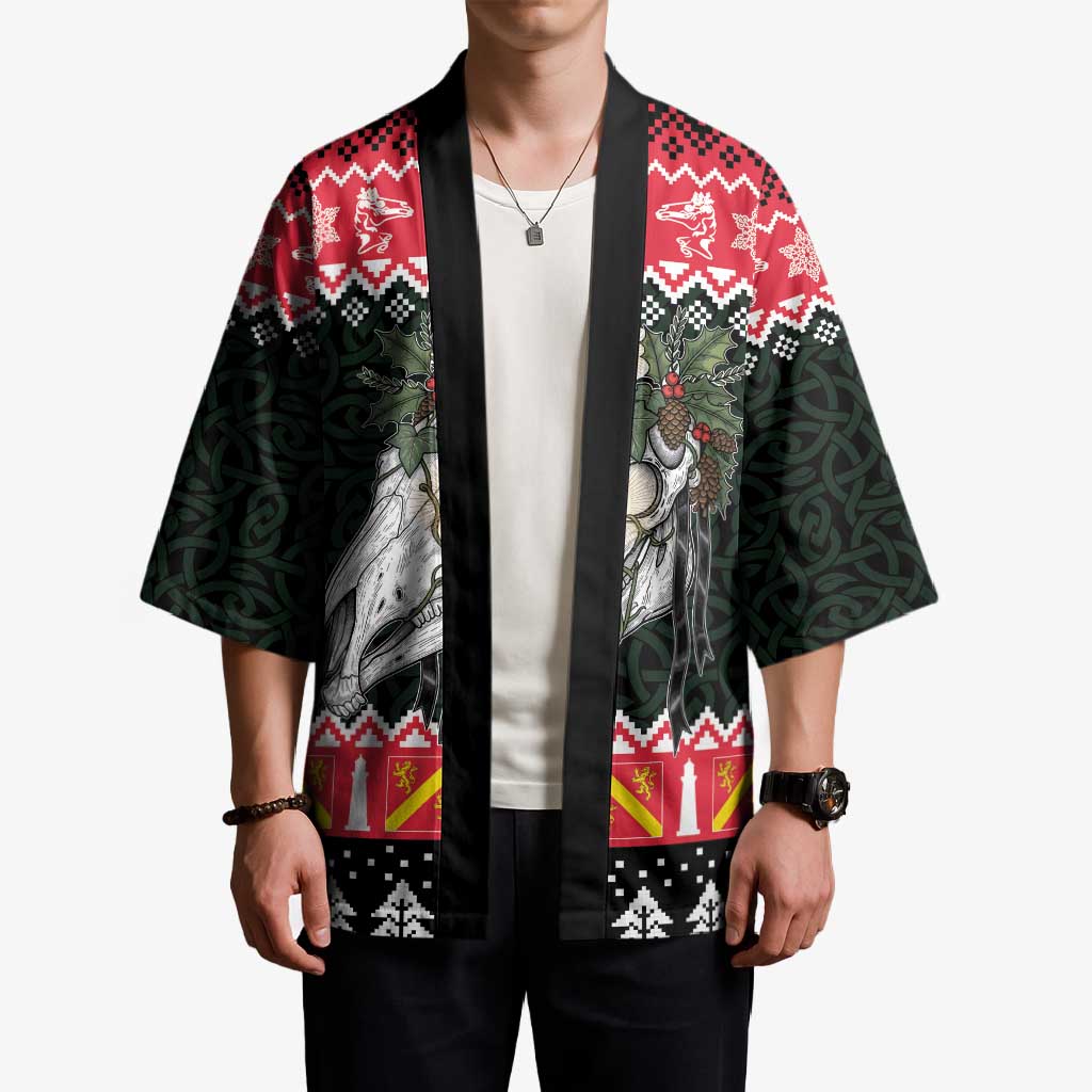 Personalized Anglesey Wales Christmas Kimono Mari Lwyd Celtic Knot Style - Wonder Print Shop