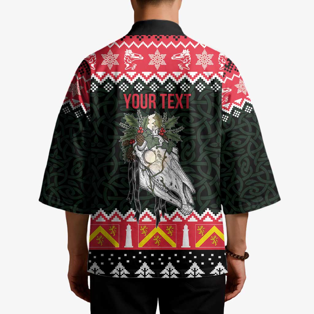Personalized Anglesey Wales Christmas Kimono Mari Lwyd Celtic Knot Style - Wonder Print Shop