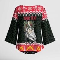Personalized Anglesey Wales Christmas Kimono Sleeve Blouse Mari Lwyd Celtic Knot Style - Wonder Print Shop