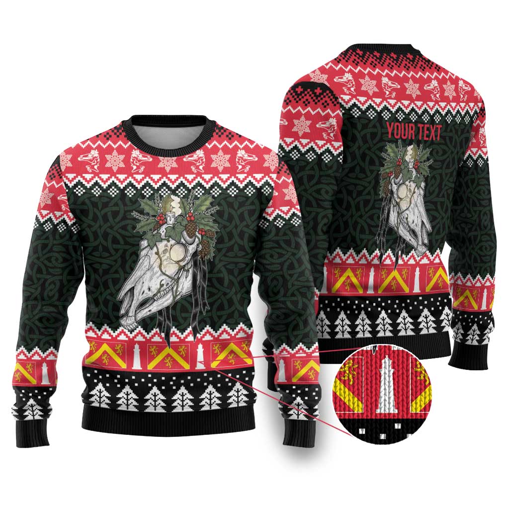 Personalized Anglesey Wales Christmas Ugly Christmas Sweater Mari Lwyd Celtic Knot Style - Wonder Print Shop