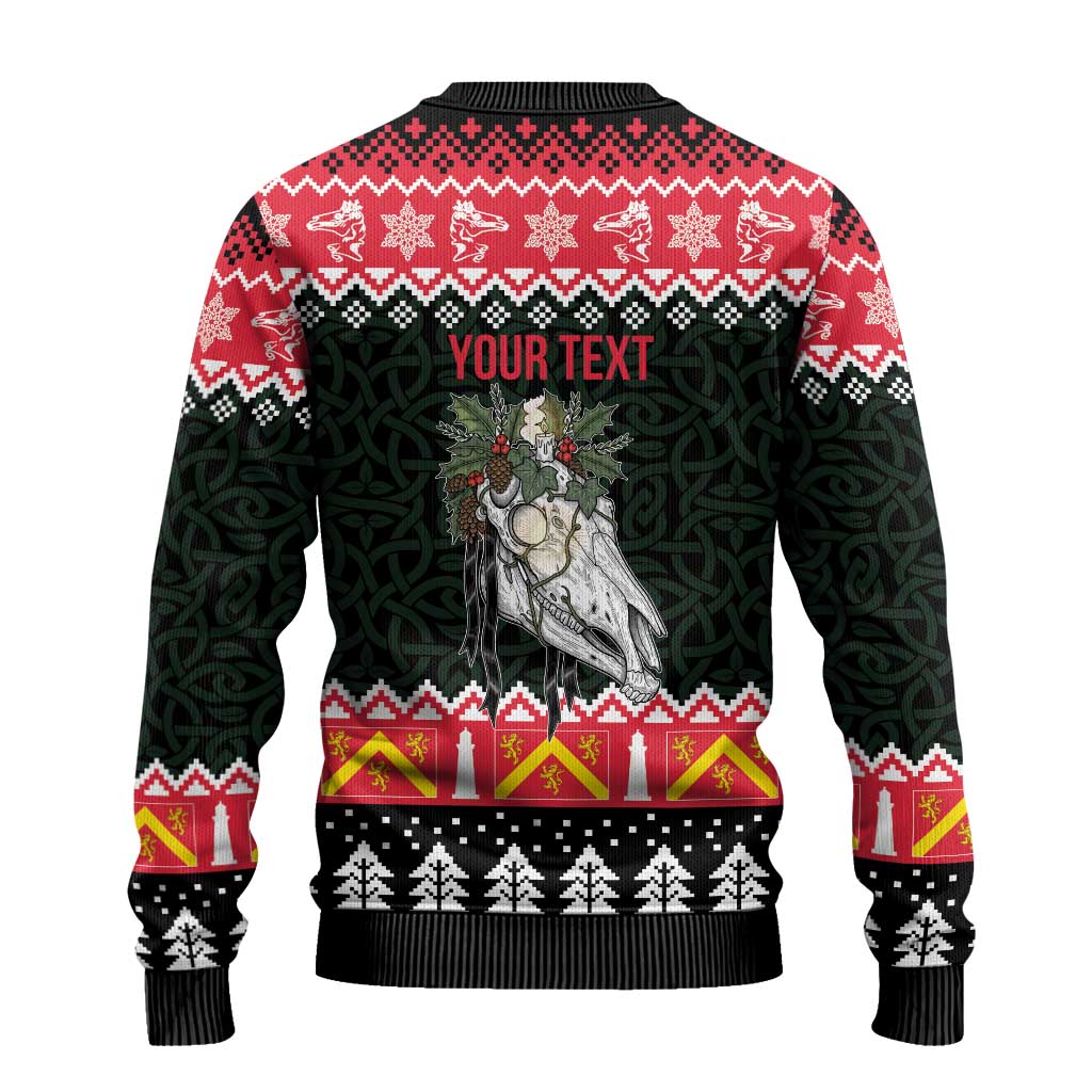 Personalized Anglesey Wales Christmas Ugly Christmas Sweater Mari Lwyd Celtic Knot Style - Wonder Print Shop