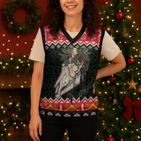 Personalized Anglesey Wales Christmas Knitted V-Neck Vest Mari Lwyd Celtic Knot Style - Wonder Print Shop