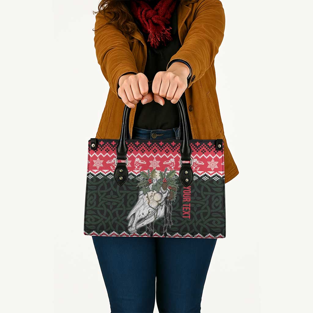Personalized Anglesey Wales Christmas Leather Bag Mari Lwyd Celtic Knot Style - Wonder Print Shop