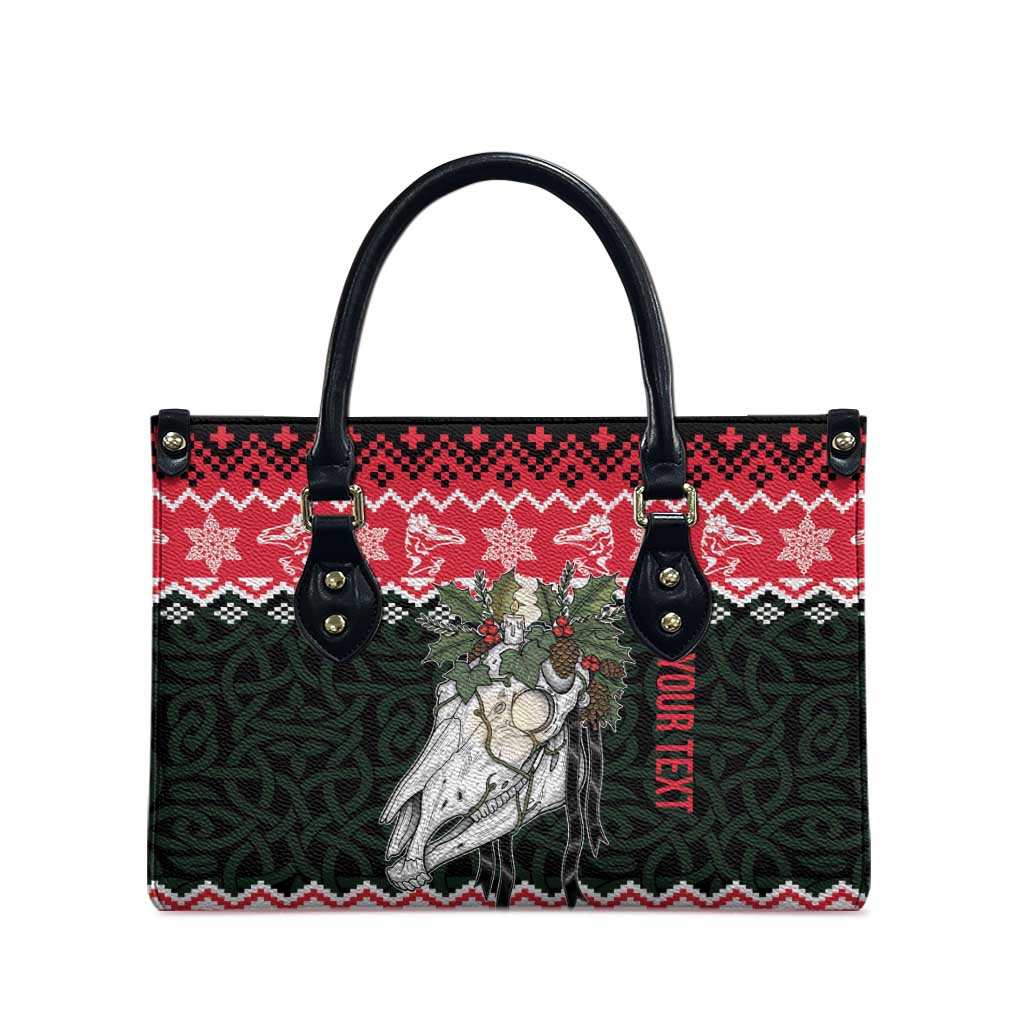 Personalized Anglesey Wales Christmas Leather Bag Mari Lwyd Celtic Knot Style - Wonder Print Shop