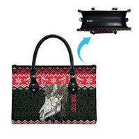 Personalized Anglesey Wales Christmas Leather Bag Mari Lwyd Celtic Knot Style - Wonder Print Shop