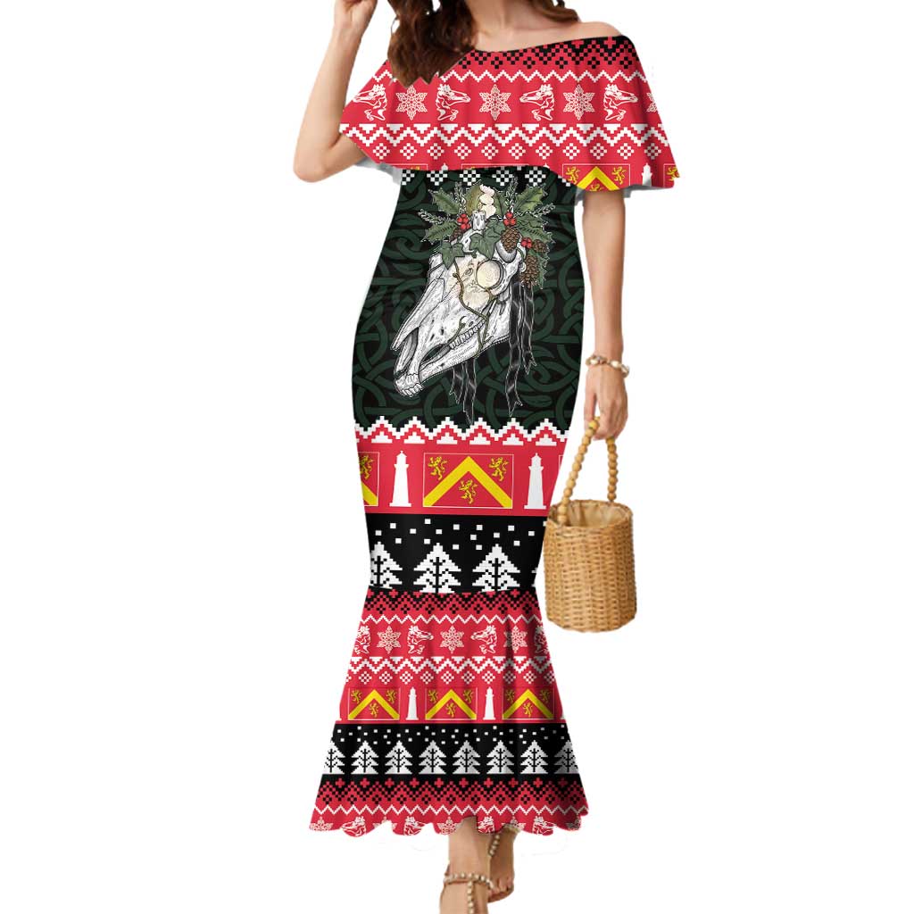 Personalized Anglesey Wales Christmas Mermaid Dress Mari Lwyd Celtic Knot Style - Wonder Print Shop
