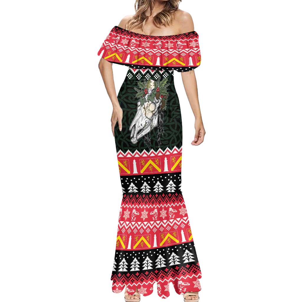 Personalized Anglesey Wales Christmas Mermaid Dress Mari Lwyd Celtic Knot Style - Wonder Print Shop