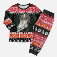 Personalized Anglesey Wales Christmas Pajama Set Mari Lwyd Celtic Knot Style - Wonder Print Shop