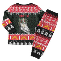 Personalized Anglesey Wales Christmas Pajama Set Mari Lwyd Celtic Knot Style - Wonder Print Shop