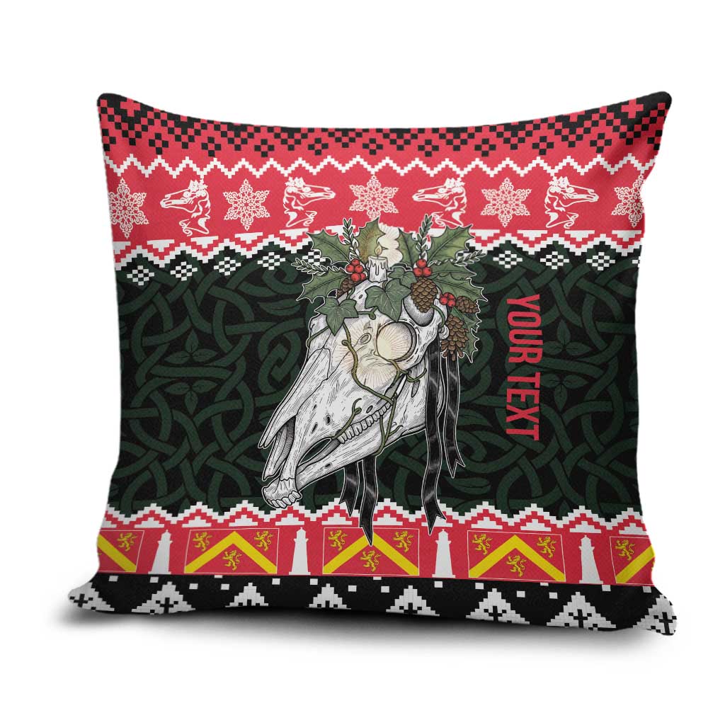 Personalized Anglesey Wales Christmas Pillow Cover Mari Lwyd Celtic Knot Style - Wonder Print Shop