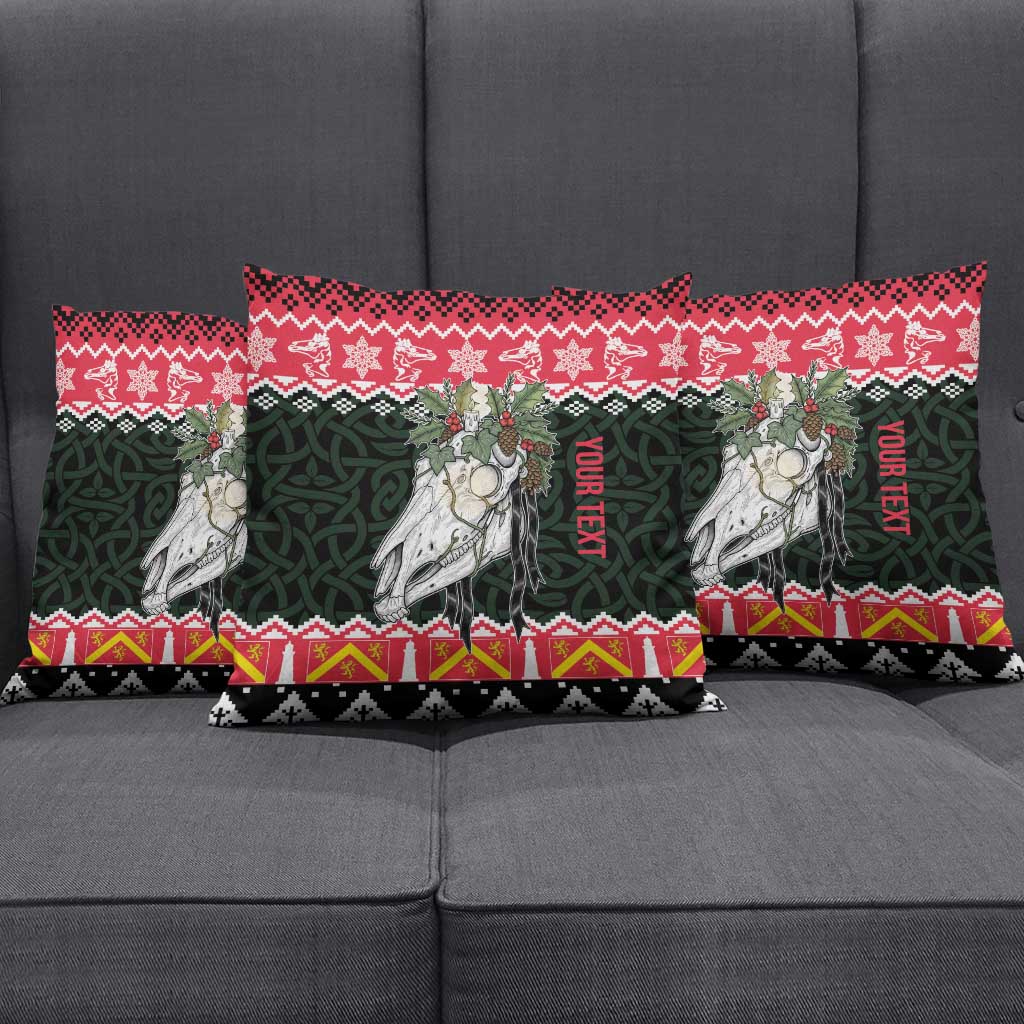 Personalized Anglesey Wales Christmas Pillow Cover Mari Lwyd Celtic Knot Style - Wonder Print Shop