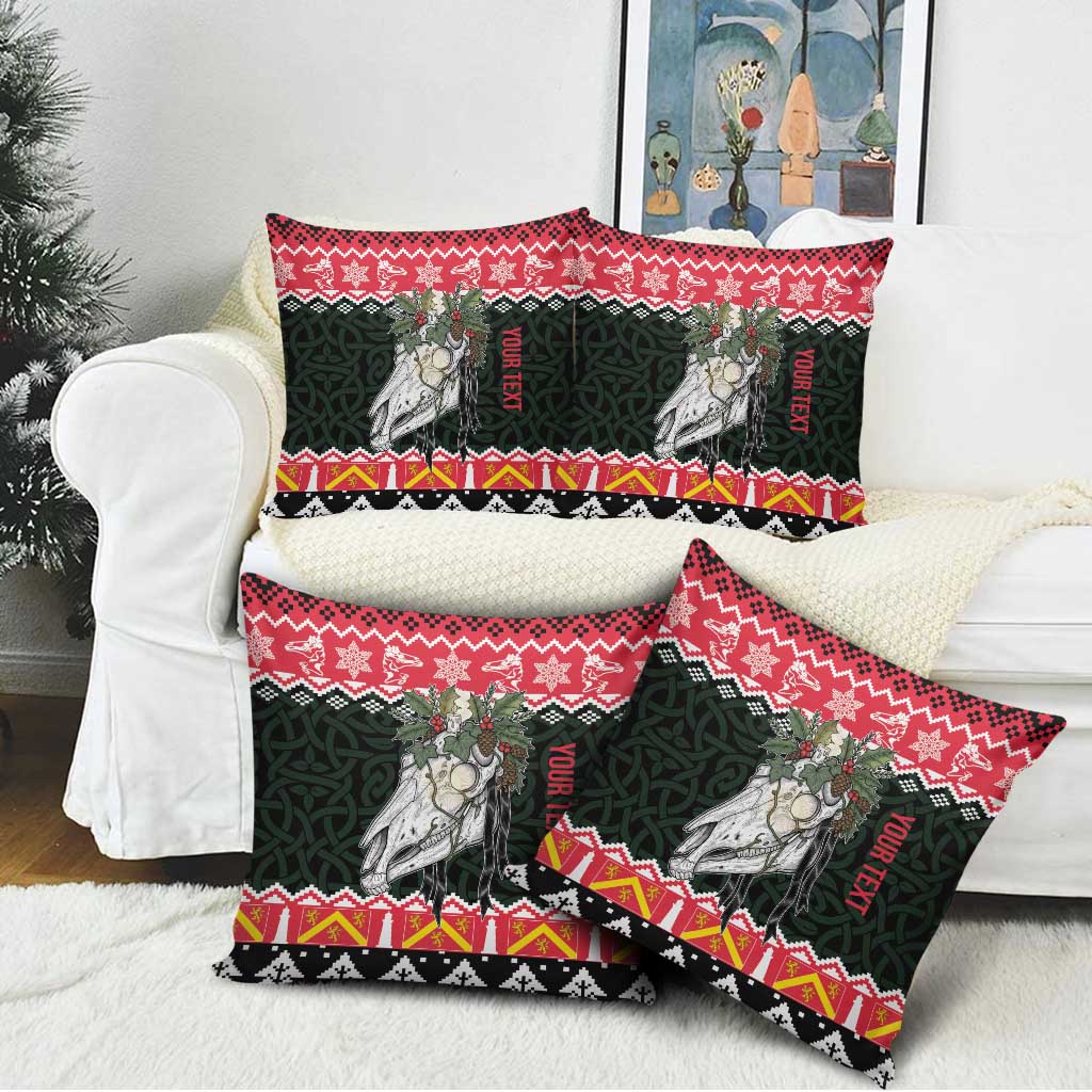 Personalized Anglesey Wales Christmas Pillow Cover Mari Lwyd Celtic Knot Style - Wonder Print Shop