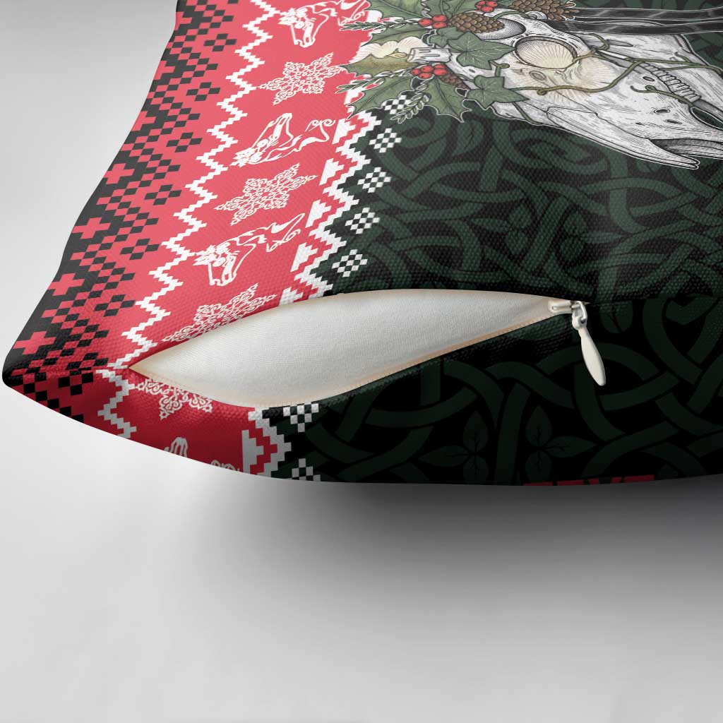 Personalized Anglesey Wales Christmas Pillow Cover Mari Lwyd Celtic Knot Style - Wonder Print Shop