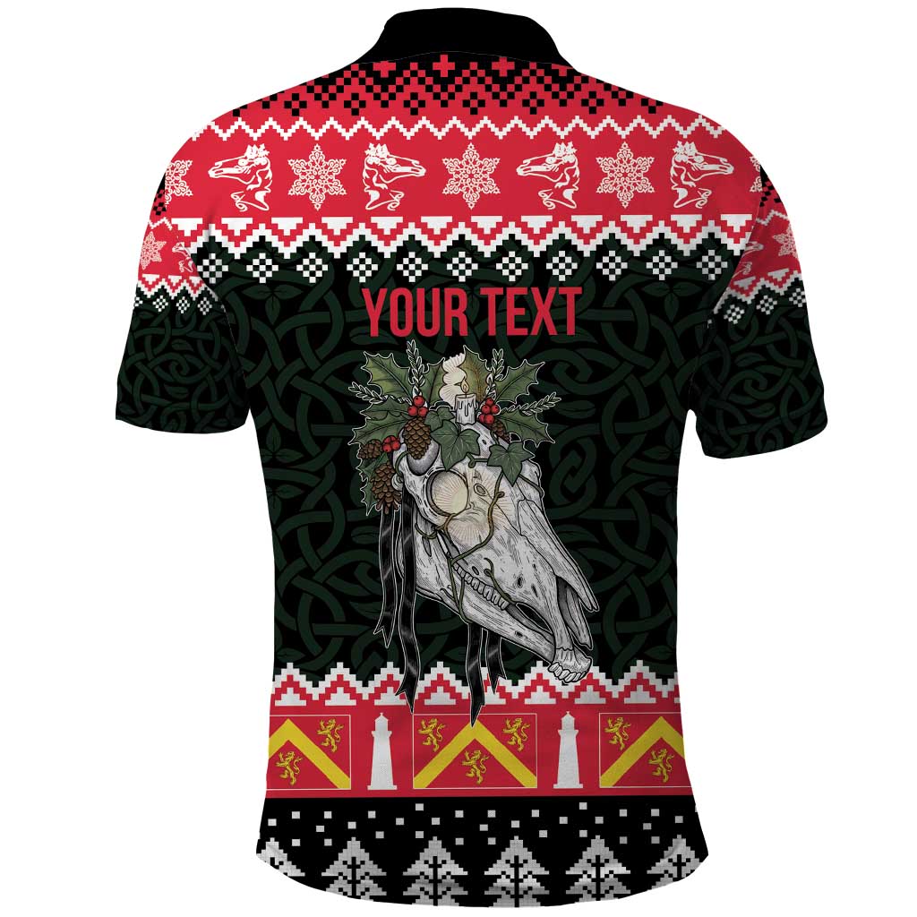 Personalized Anglesey Wales Christmas Polo Shirt Mari Lwyd Celtic Knot Style - Wonder Print Shop