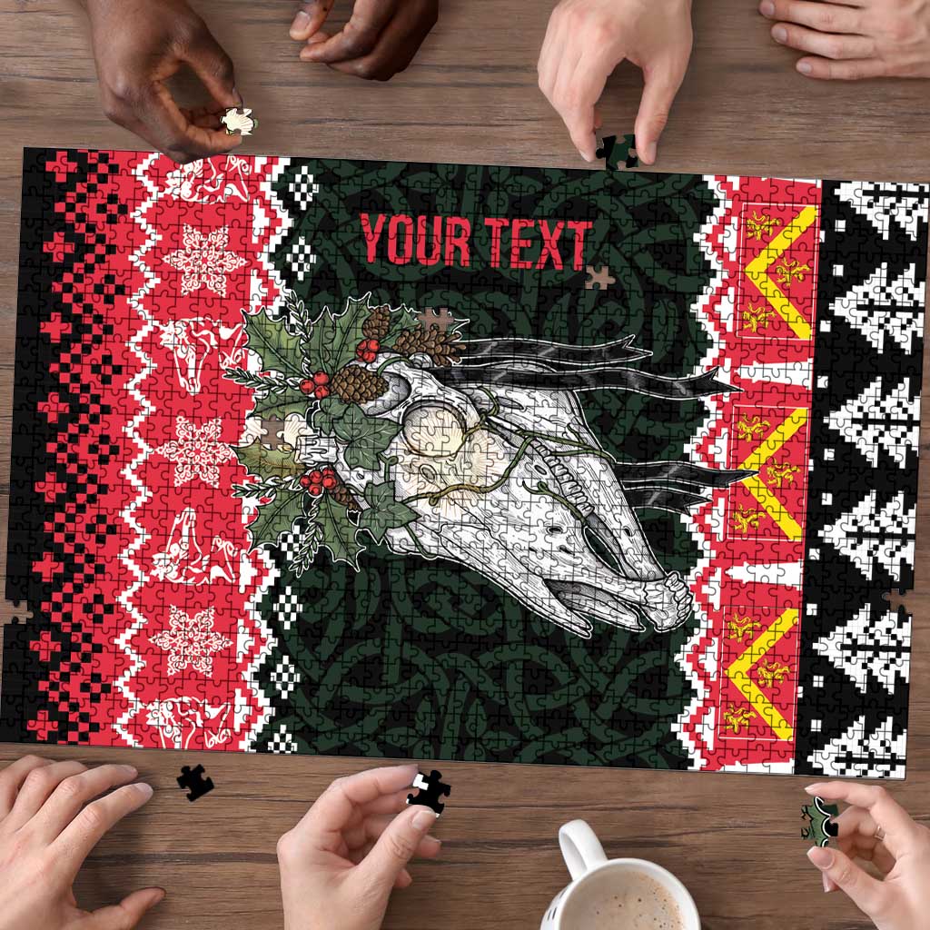 Personalized Anglesey Wales Christmas Puzzle Mari Lwyd Celtic Knot Style - Wonder Print Shop