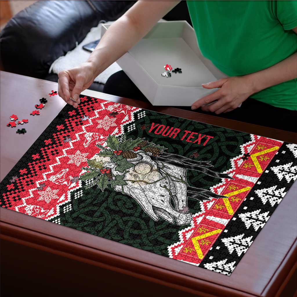 Personalized Anglesey Wales Christmas Puzzle Mari Lwyd Celtic Knot Style - Wonder Print Shop