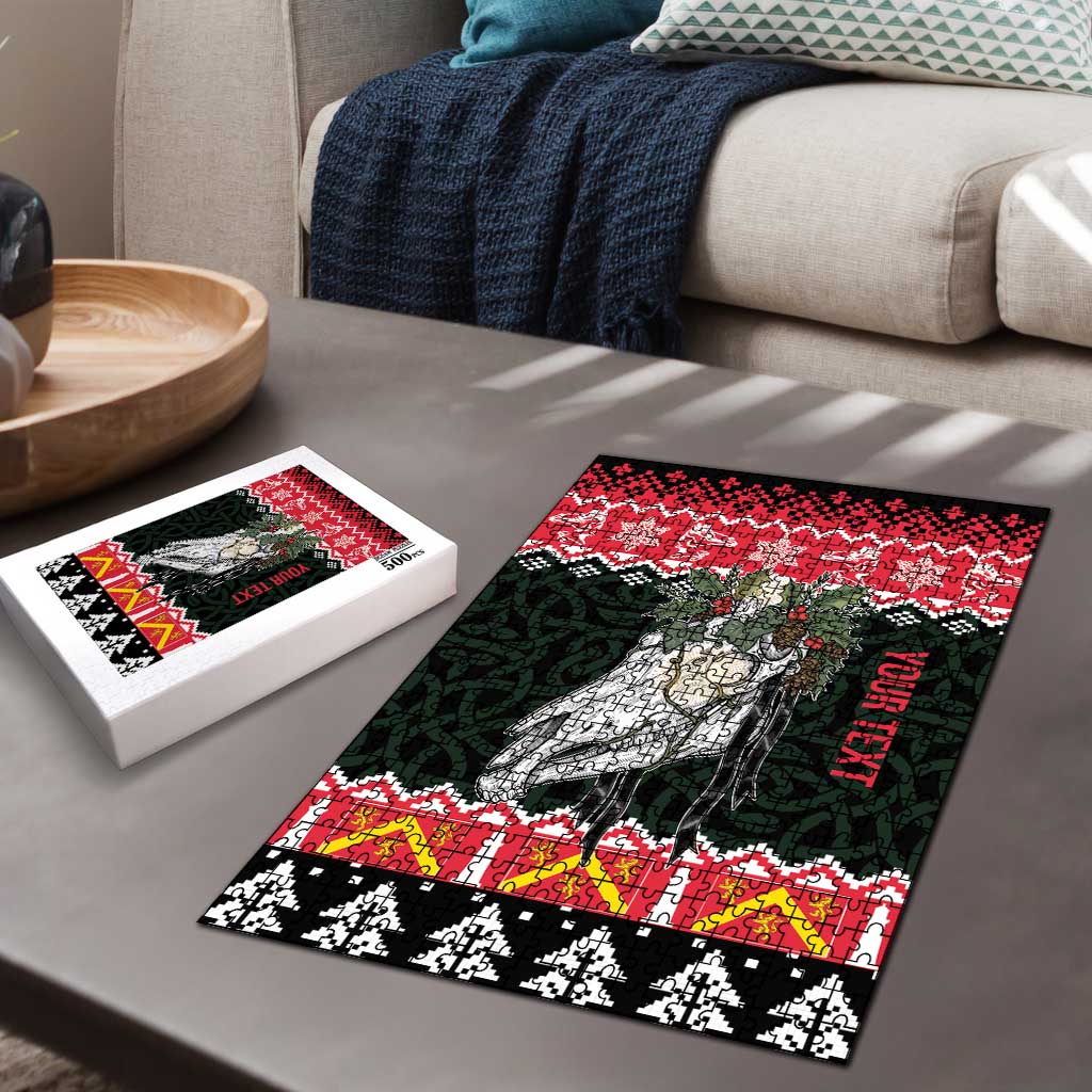 Personalized Anglesey Wales Christmas Puzzle Mari Lwyd Celtic Knot Style - Wonder Print Shop