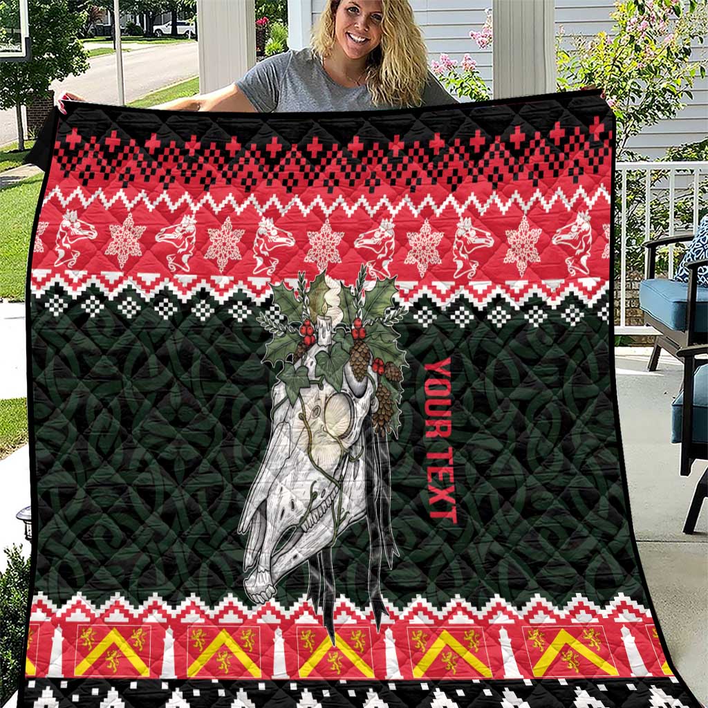Personalized Anglesey Wales Christmas Quilt Mari Lwyd Celtic Knot Style - Wonder Print Shop