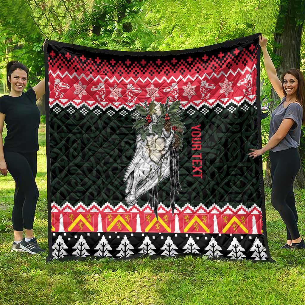 Personalized Anglesey Wales Christmas Quilt Mari Lwyd Celtic Knot Style - Wonder Print Shop