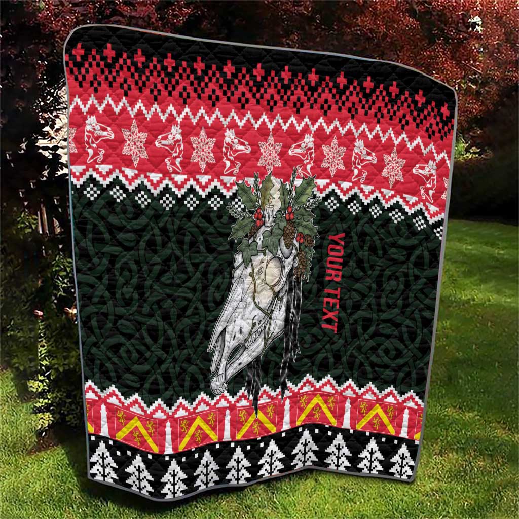 Personalized Anglesey Wales Christmas Quilt Mari Lwyd Celtic Knot Style - Wonder Print Shop