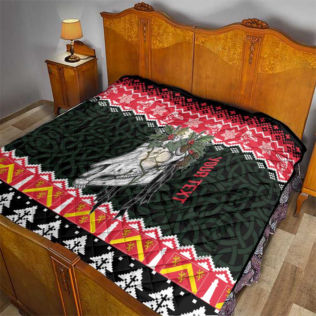 Personalized Anglesey Wales Christmas Quilt Mari Lwyd Celtic Knot Style - Wonder Print Shop