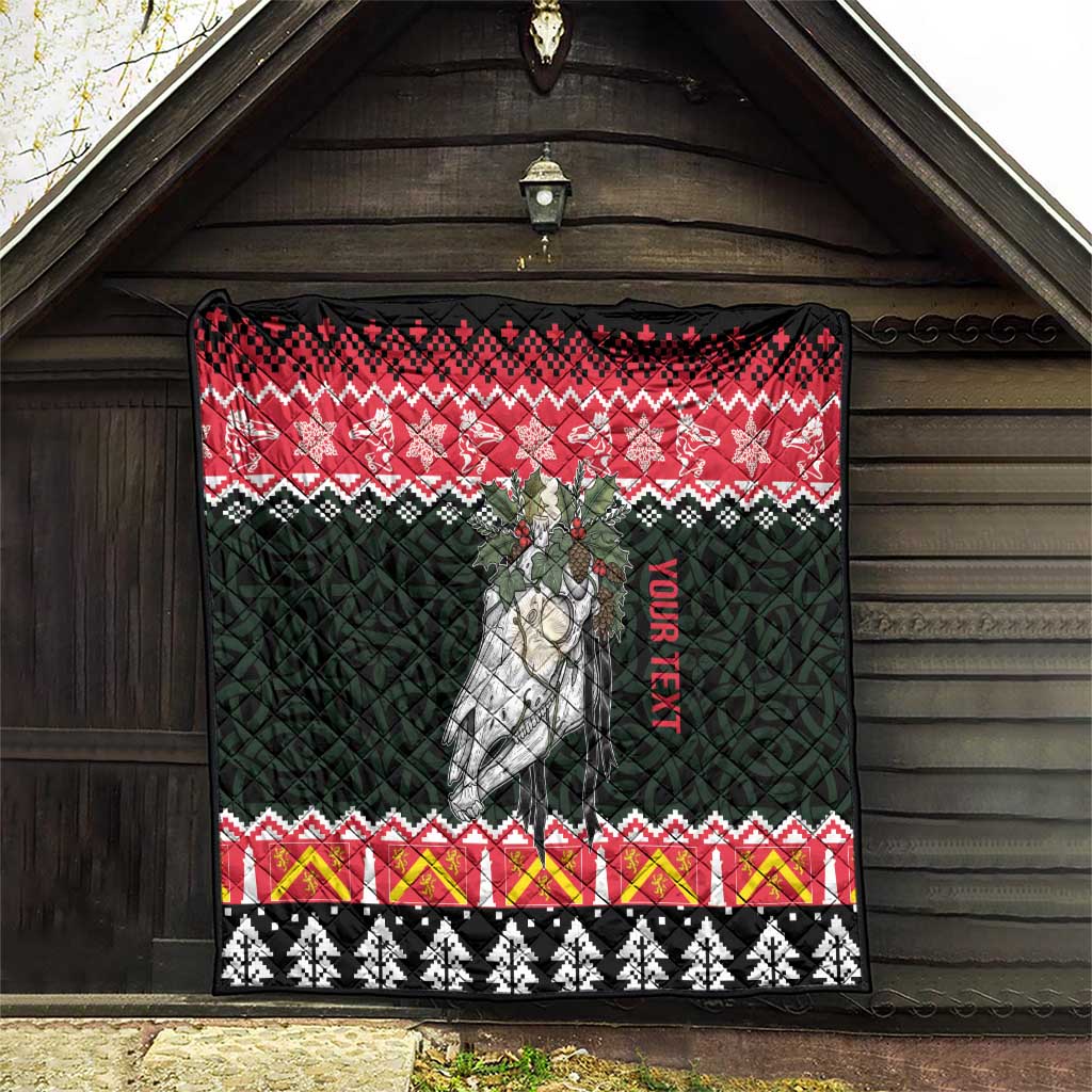 Personalized Anglesey Wales Christmas Quilt Mari Lwyd Celtic Knot Style - Wonder Print Shop