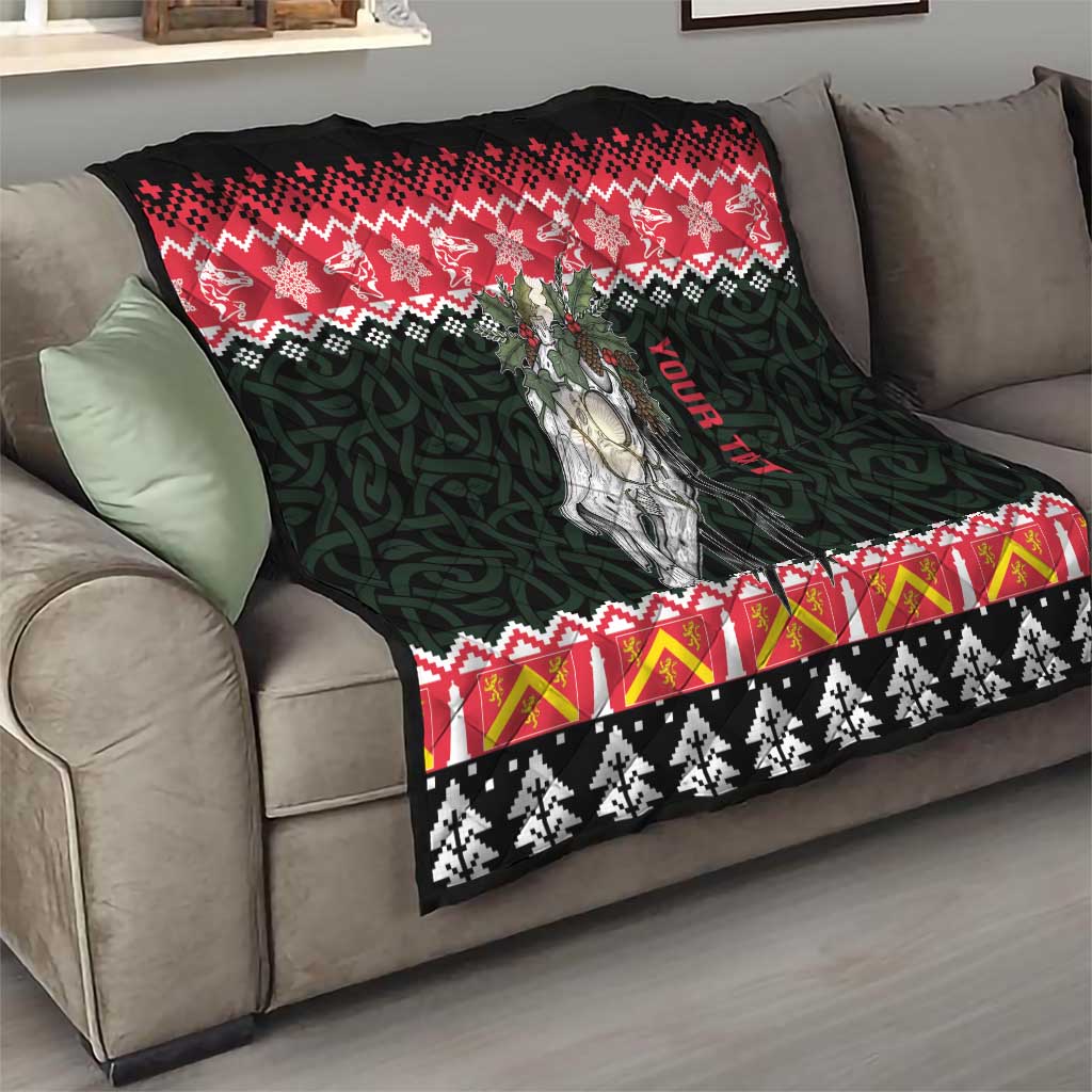 Personalized Anglesey Wales Christmas Quilt Mari Lwyd Celtic Knot Style - Wonder Print Shop