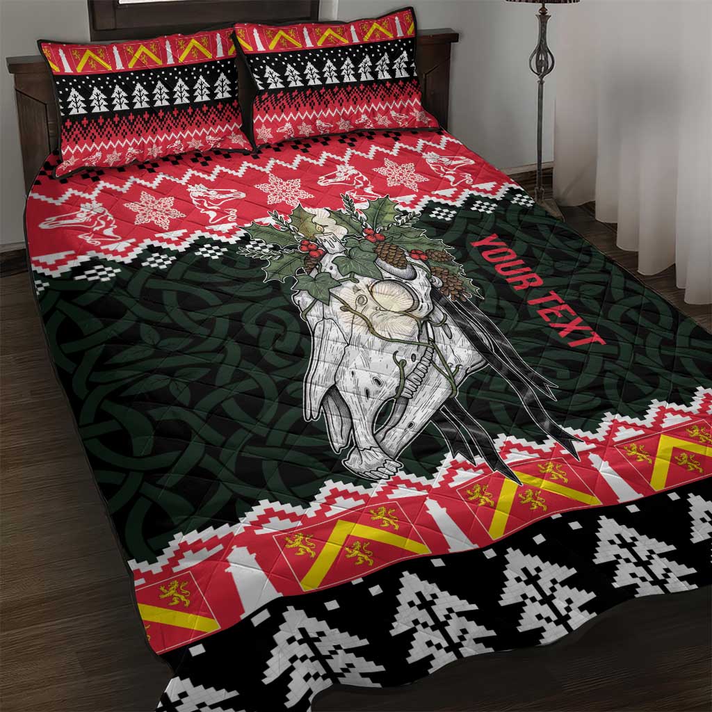 Personalized Anglesey Wales Christmas Quilt Bed Set Mari Lwyd Celtic Knot Style - Wonder Print Shop