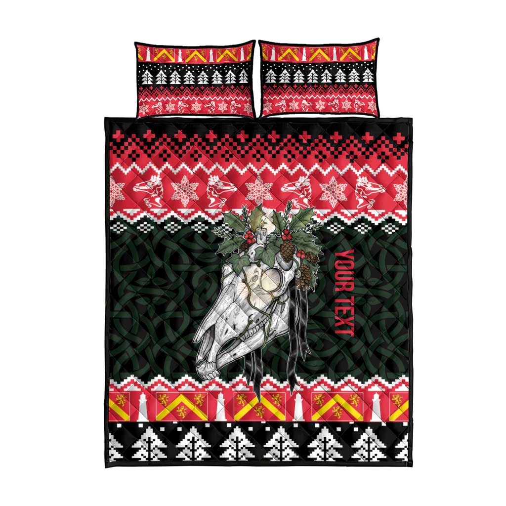 Personalized Anglesey Wales Christmas Quilt Bed Set Mari Lwyd Celtic Knot Style - Wonder Print Shop