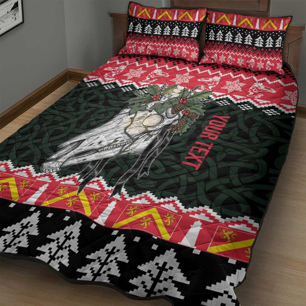 Personalized Anglesey Wales Christmas Quilt Bed Set Mari Lwyd Celtic Knot Style - Wonder Print Shop