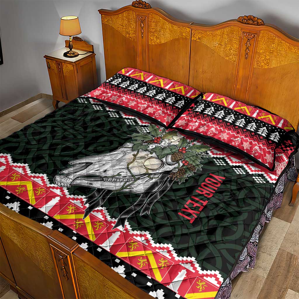 Personalized Anglesey Wales Christmas Quilt Bed Set Mari Lwyd Celtic Knot Style - Wonder Print Shop