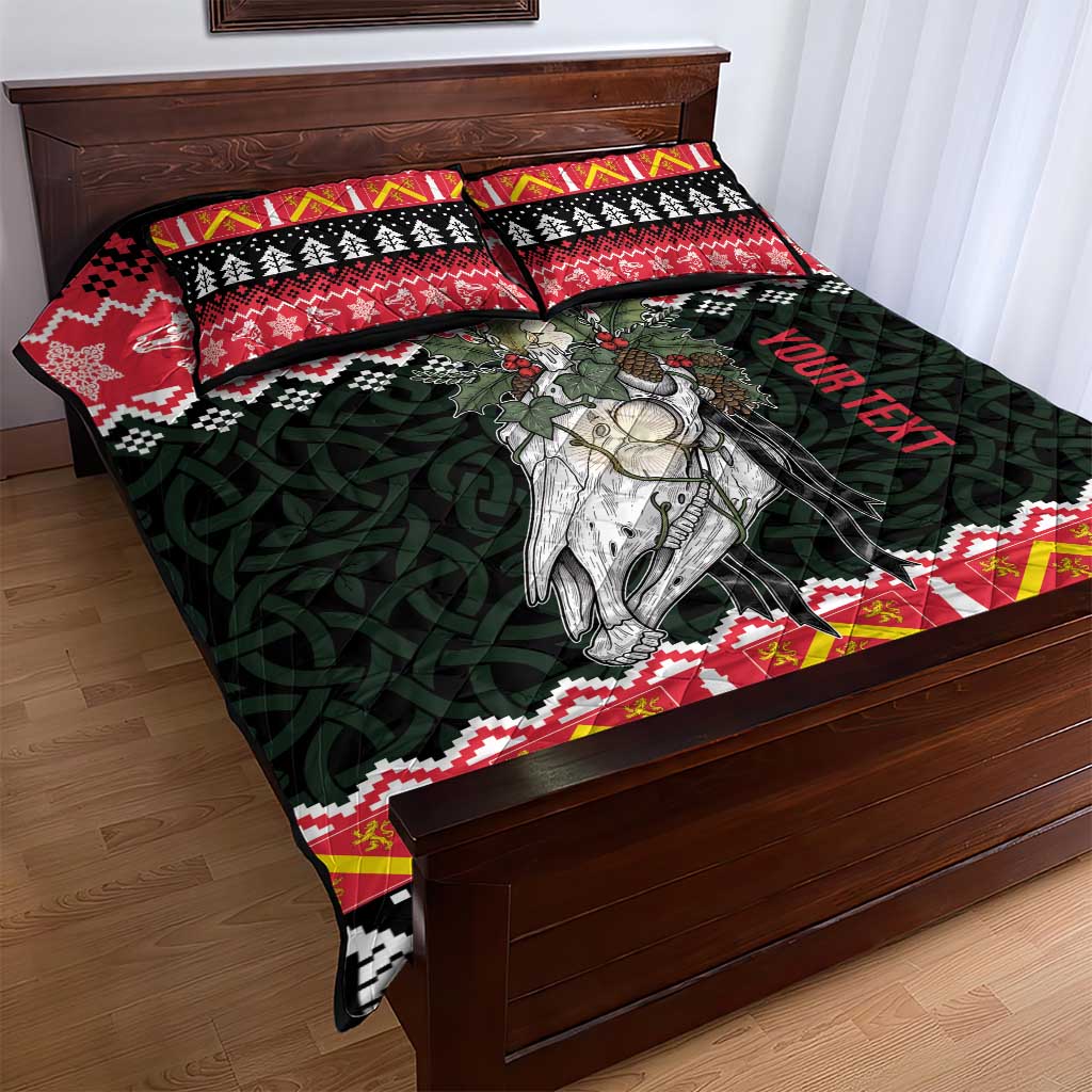 Personalized Anglesey Wales Christmas Quilt Bed Set Mari Lwyd Celtic Knot Style - Wonder Print Shop
