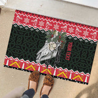 Personalized Anglesey Wales Christmas Rubber Doormat Mari Lwyd Celtic Knot Style - Wonder Print Shop