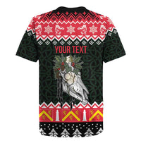 Personalized Anglesey Wales Christmas Rugby Jersey Mari Lwyd Celtic Knot Style - Wonder Print Shop