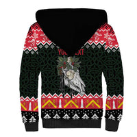 Personalized Anglesey Wales Christmas Sherpa Hoodie Mari Lwyd Celtic Knot Style - Wonder Print Shop