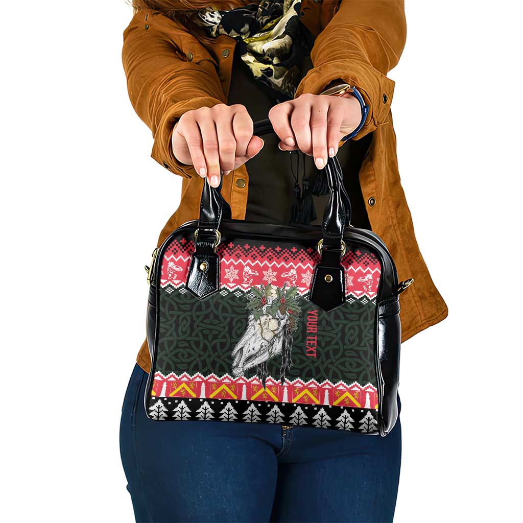 Personalized Anglesey Wales Christmas Shoulder Handbag Mari Lwyd Celtic Knot Style - Wonder Print Shop