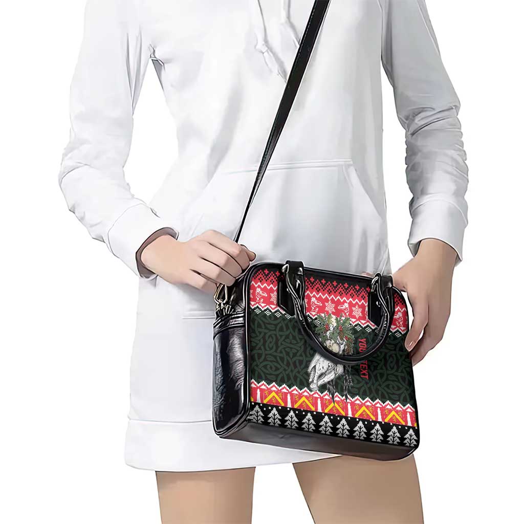 Personalized Anglesey Wales Christmas Shoulder Handbag Mari Lwyd Celtic Knot Style - Wonder Print Shop
