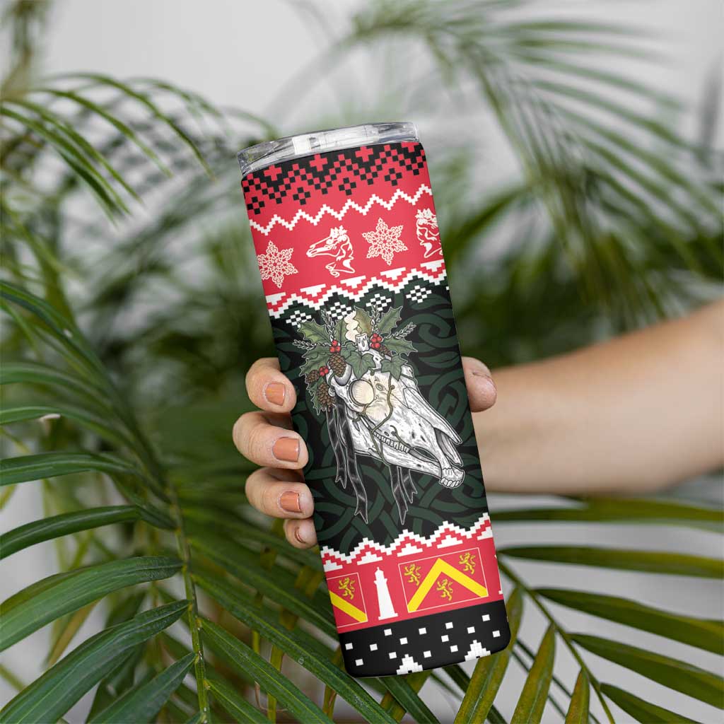 Personalized Anglesey Wales Christmas Skinny Tumbler Mari Lwyd Celtic Knot Style - Wonder Print Shop
