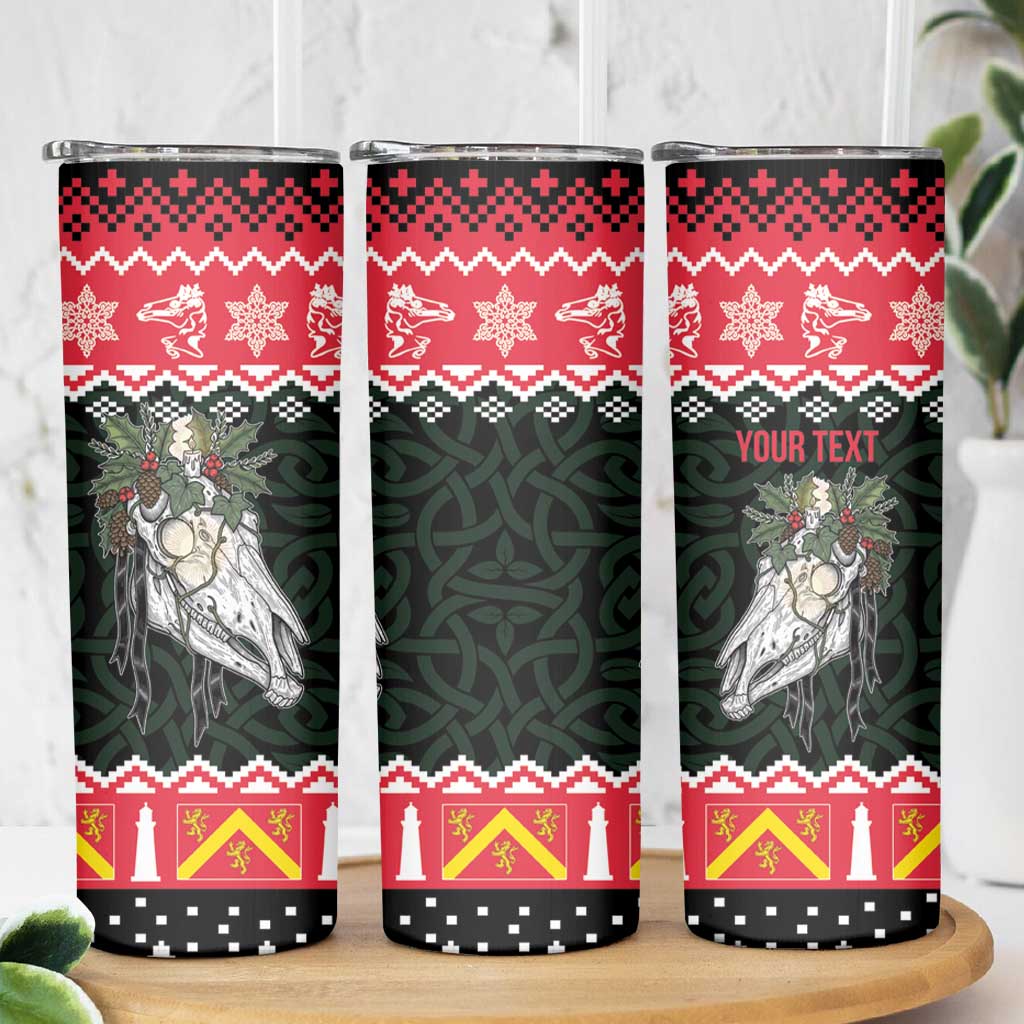 Personalized Anglesey Wales Christmas Skinny Tumbler Mari Lwyd Celtic Knot Style - Wonder Print Shop