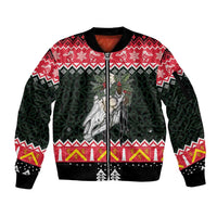 Personalized Anglesey Wales Christmas Sleeve Zip Bomber Jacket Mari Lwyd Celtic Knot Style - Wonder Print Shop