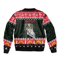 Personalized Anglesey Wales Christmas Sleeve Zip Bomber Jacket Mari Lwyd Celtic Knot Style - Wonder Print Shop