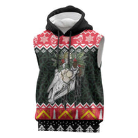 Personalized Anglesey Wales Christmas Sleeveless Hoodie Mari Lwyd Celtic Knot Style - Wonder Print Shop